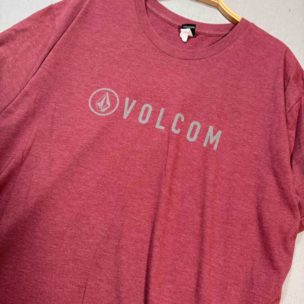 Volcom Mens Graphic Logo T-Shirt Red Heather Large Skate Streetwear Tee